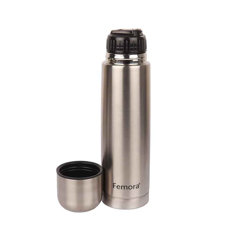 Femora Bullet Thermosteel Stainless Steel Water Bottle Flask Bottle | Hot And Cold | 500ml | Silver