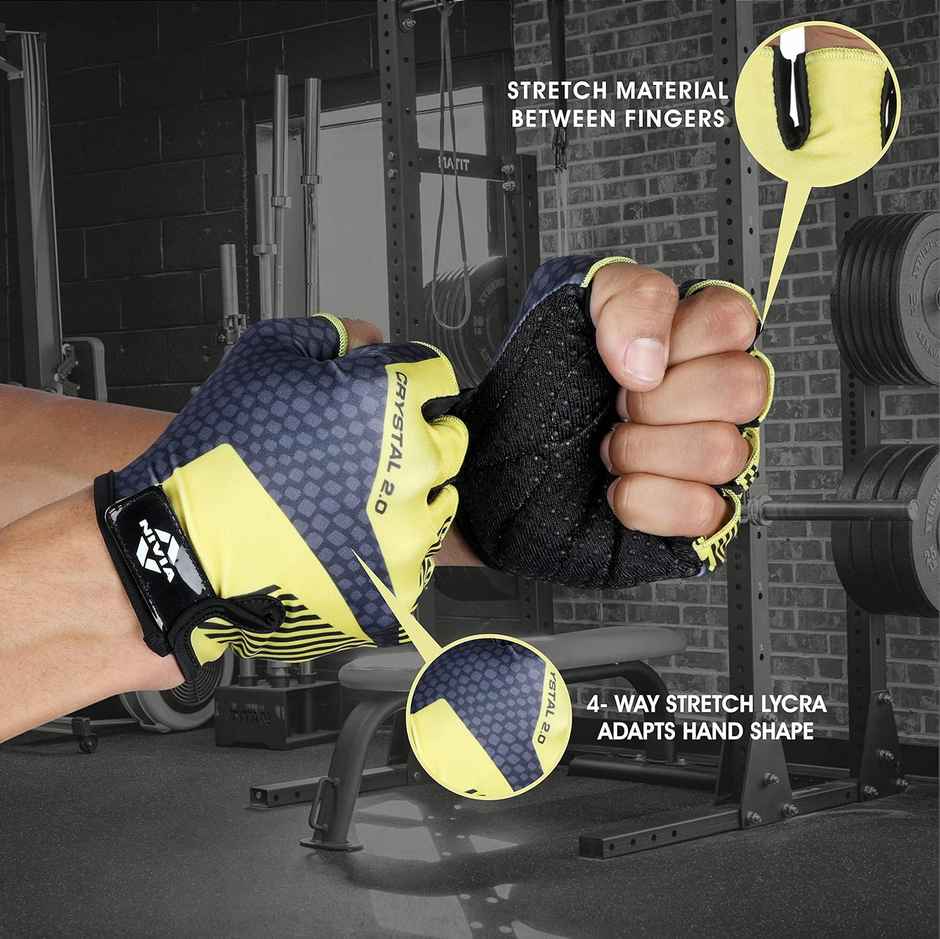 Nivia Crystal 2.0 With Strap Spandex Gym Gloves (L)