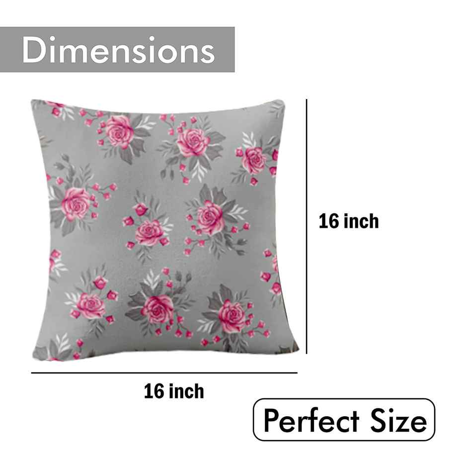 Lushomes Boho Cushion Covers - Grey Flowers | 16 x 16 inch | 5 pcs