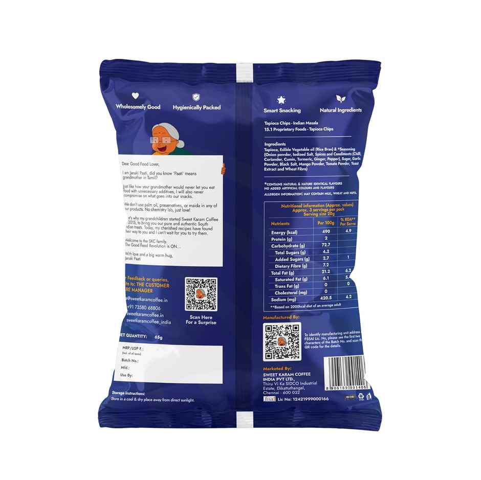 Sweet Karam Coffee Indian Masala Tapioca Chips | No Palm Oil