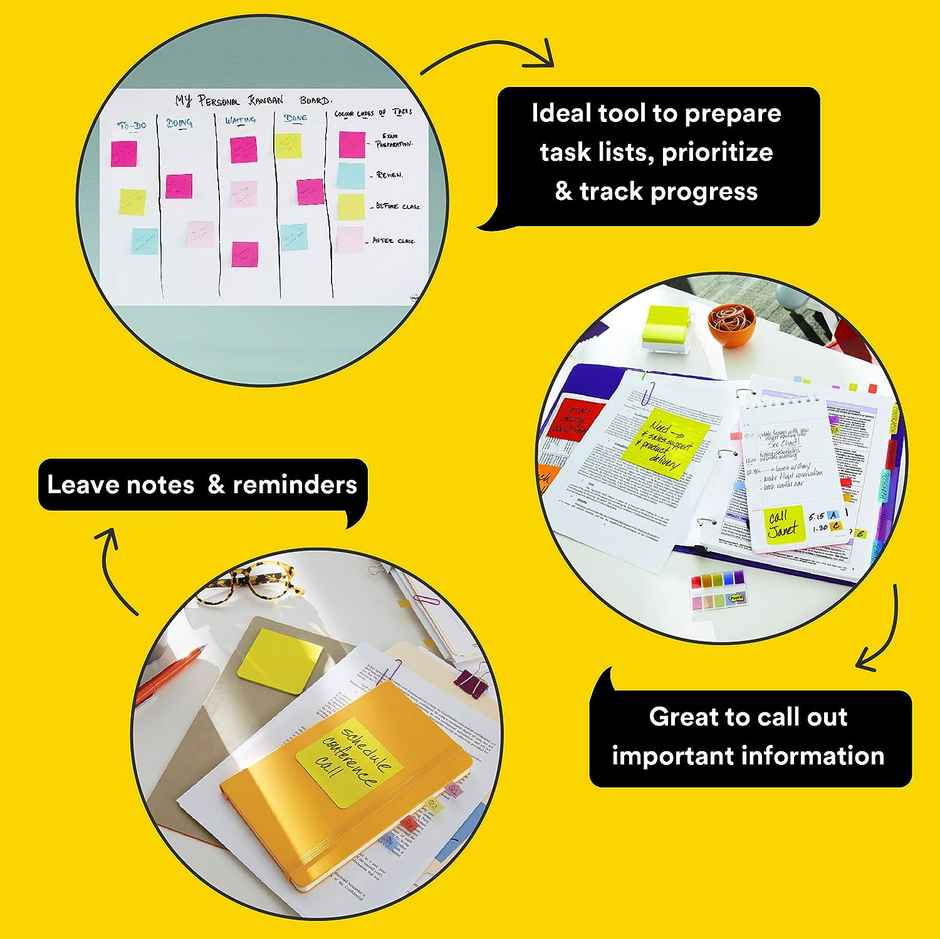 Post-it Sticky Notes - 3" X 3" | Multicolour | Paper | Square | 200 Sheets Combo