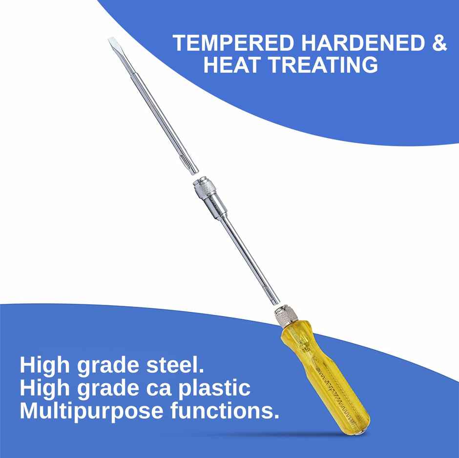 Th-T08 Screwdriver Set | PH-0 | PH-1 | 4 mm Flat | 5 mm Flat | Round Poker Bar | Multicolour