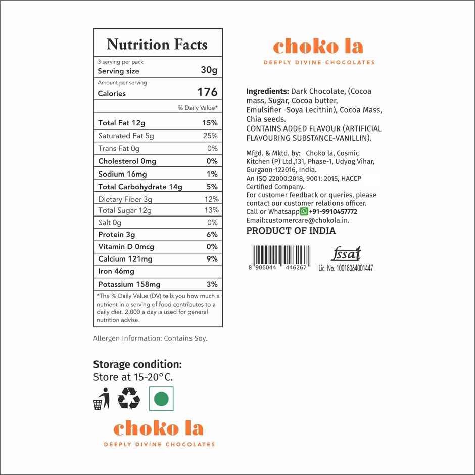Chokola 75% Chia Seed Chocolate Minis