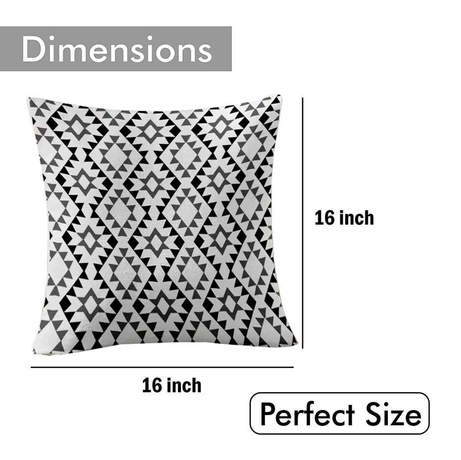 Lushomes Boho Cushion Covers - Black Grey Geometric | 16 x 16 inch