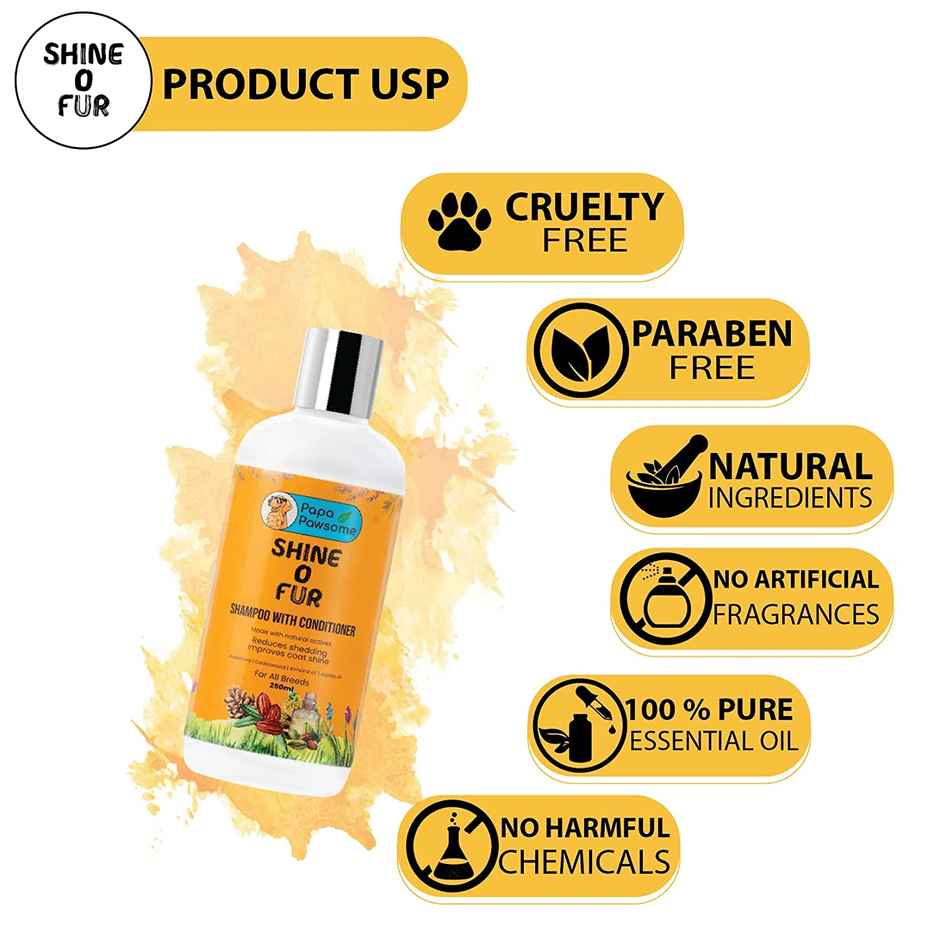 Papa Pawsome Shine O Fur Shampoo with Conditioner For Dog
