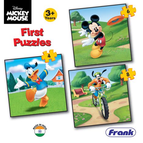 Frank Mickey Mouse & Friends - A Set Of 3 First Puzzles - 4, 6 & 8 Pieces