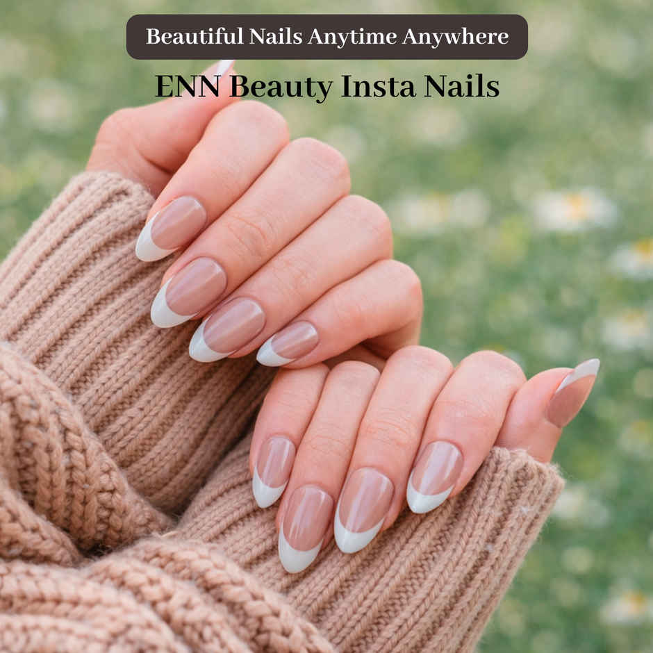 ENN Beauty Insta Nails Reusable UV Coated Press On Kit Mocha Melt Medium Almond