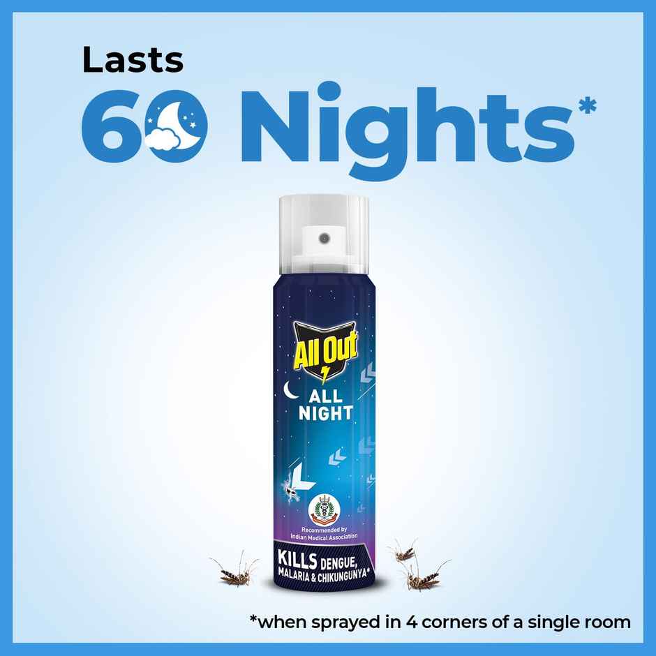 All Out All Night Mosquito Repellent Spray | 12 Hours Protection | Lasts 60 Nights