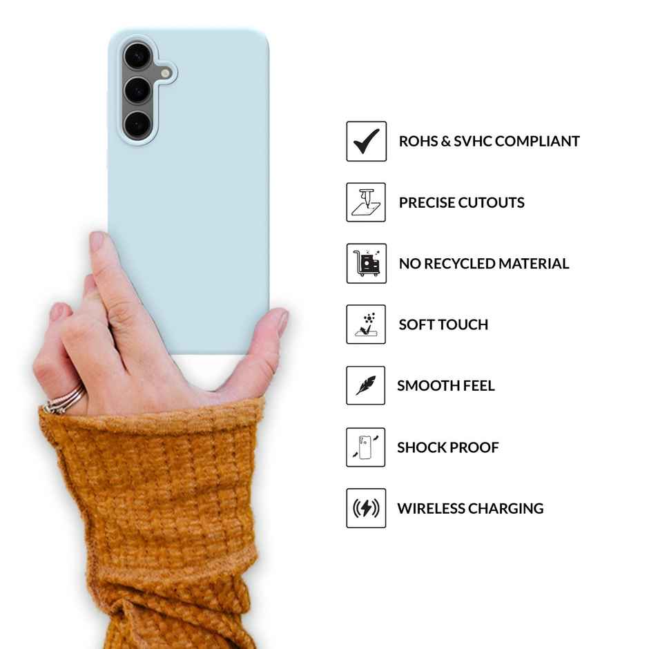 Sprig Premium Back Cover for Samsung Galaxy S24 Plus Phone Liquid Silicone Shock Proof | Light Blue