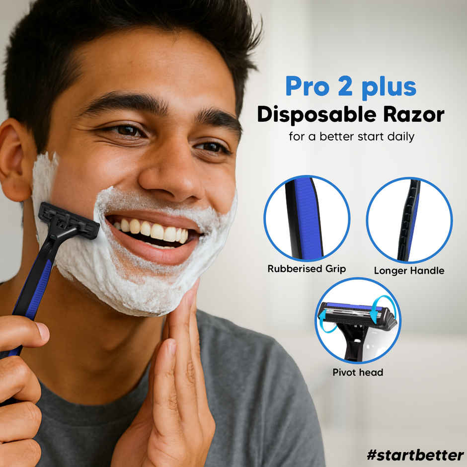 LetsShave Pro 2 Plus Disposable Razor for Men Twin Blade Shaving Razor with Lubra Strip