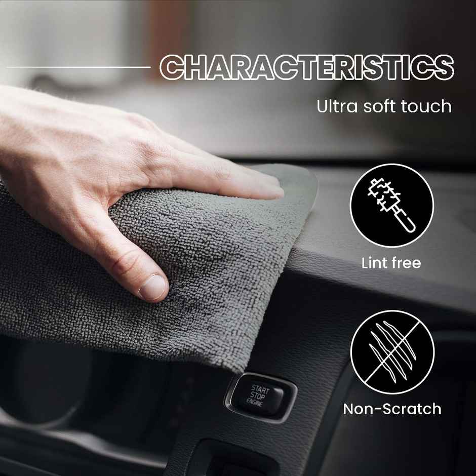 Autofy Multipurpose Microfiber Car Cleaning Cloth (Pack of 2) - Multicolor | 500 GSM | 40 cm x 40 cm