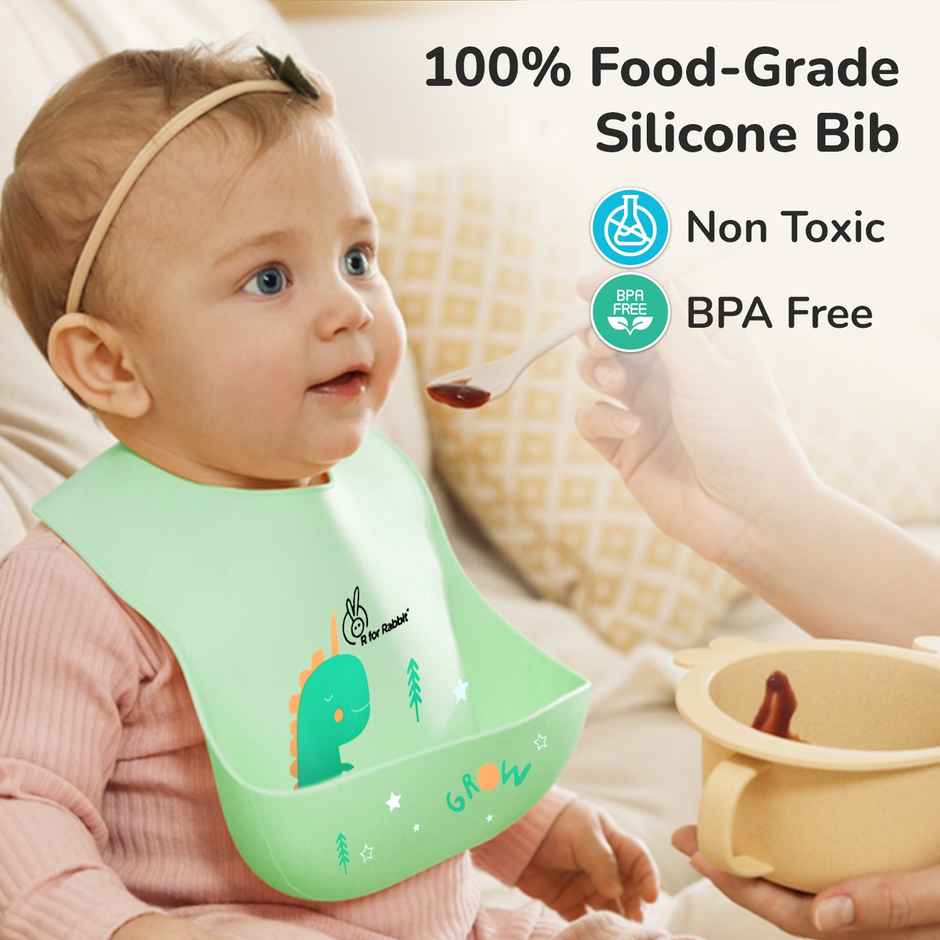 R for Rabbit Safari Silicone Bib (Sea Green)
