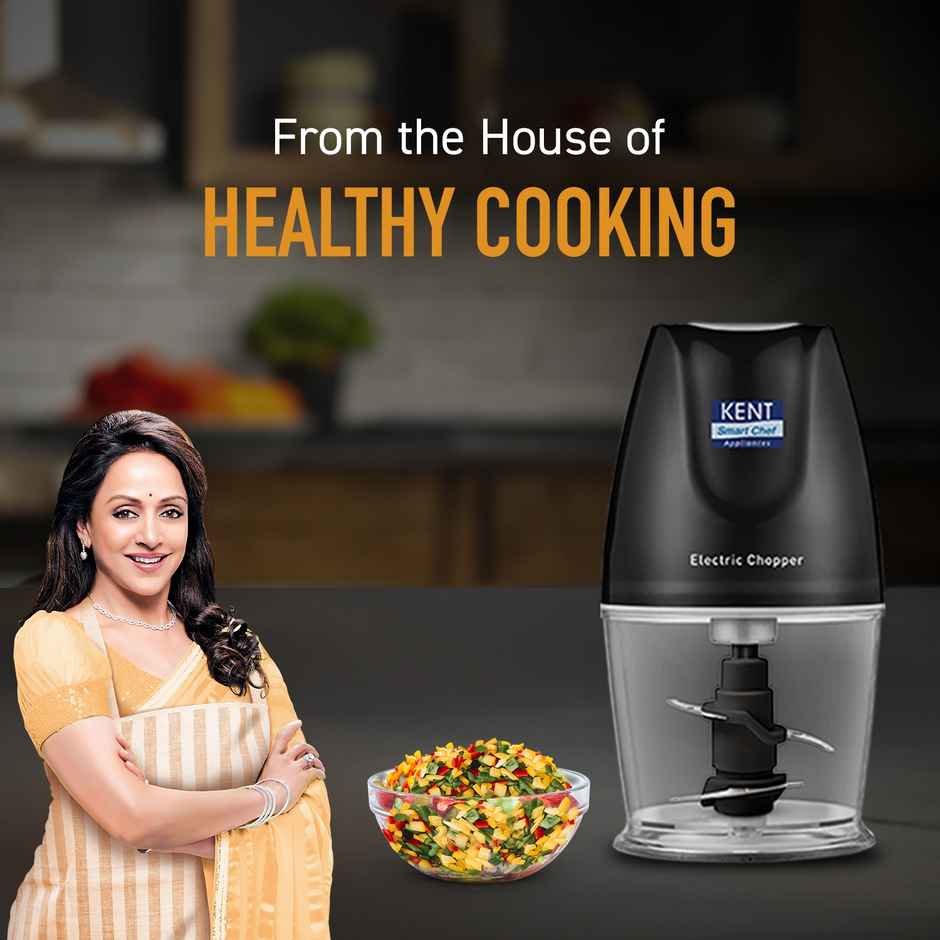 Kent Electric Chopper-B For Kitchen 250 Watt | Chop, Mince, Puree, Whisk, 400 ml Capacity -Black