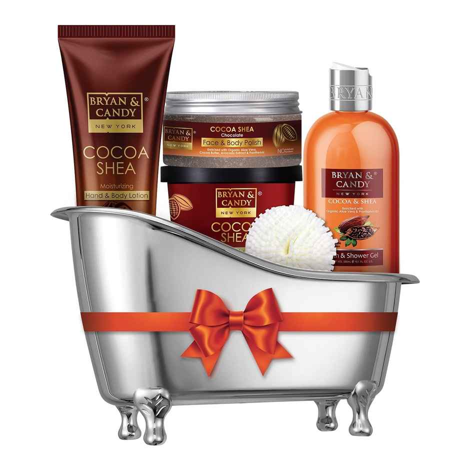 Bryan & Candy Cocoa Shea Bath Tub Kit Gift Set | Complete Home Spa Experience | Pack Of 4