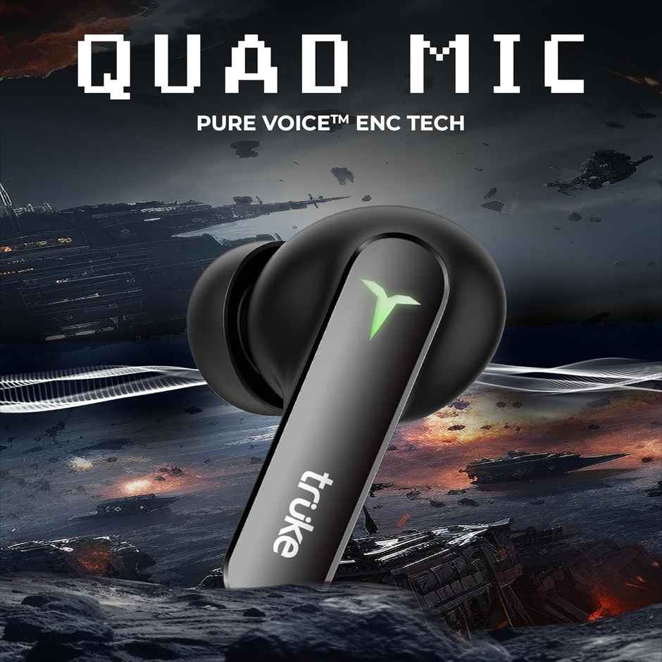 truke BTG Flex Truly Wireless Bluetooth Earbuds with Dual Pairing, 60H Battery- SunsetBlack