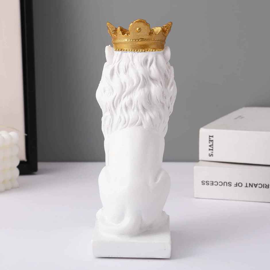 TIED RIBBONS Crown Lion King Showpiece | White - 3.5 in x 7 in