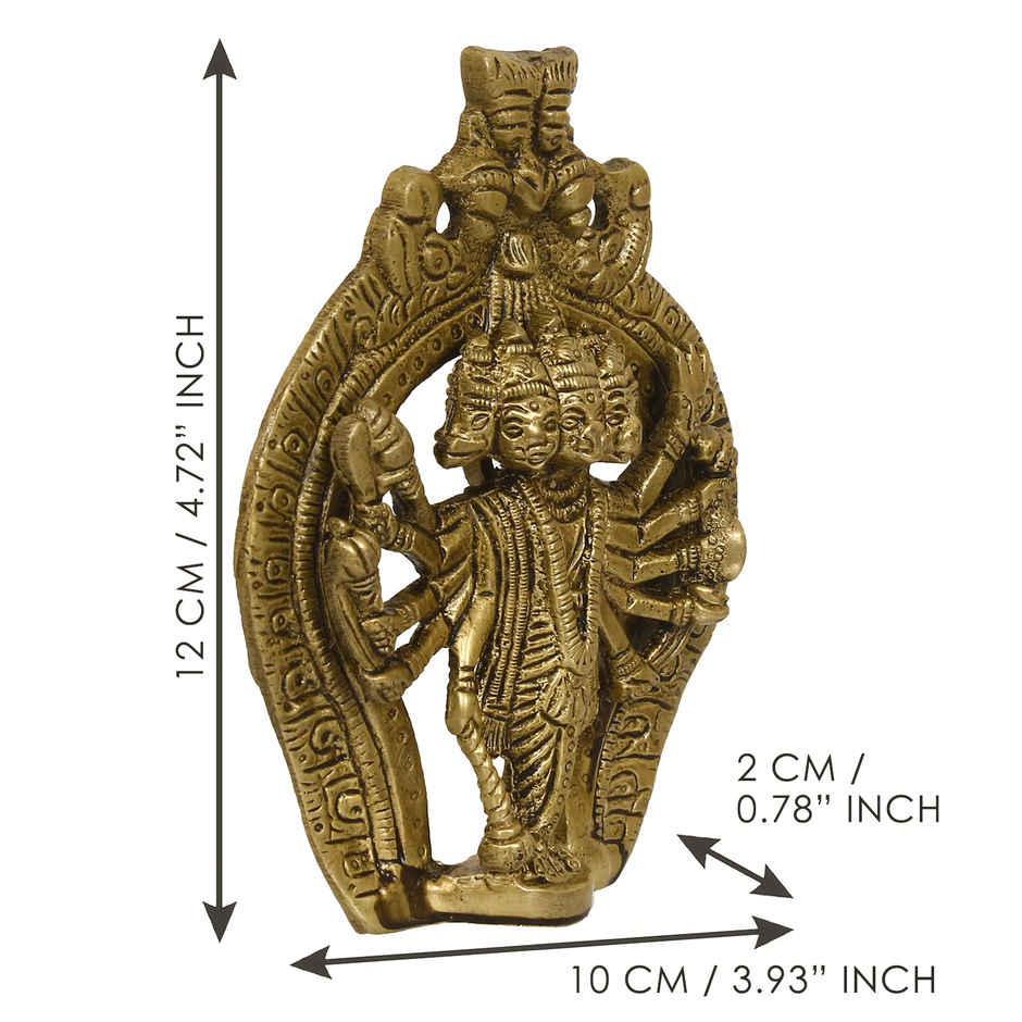 eCraftIndia Golden Brass Lord Panchmukhi Hanuman Statue