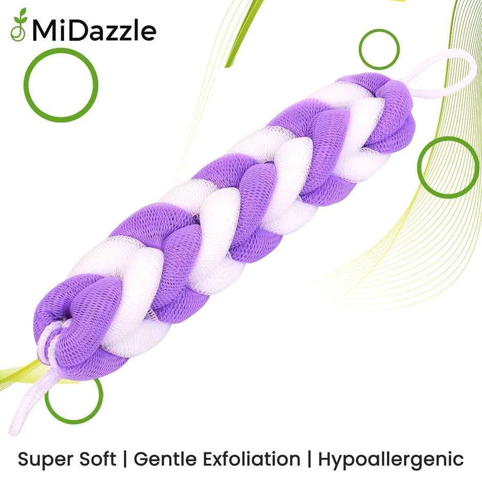 Midazzle Belt Loofah for Bathing Back Scrubber Stretchable 9 Knots | Assorted