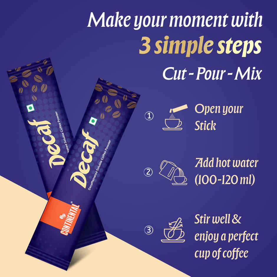 Continental Decaf | Decaffeinated Coffee Powder | Instant Coffee | Sachet