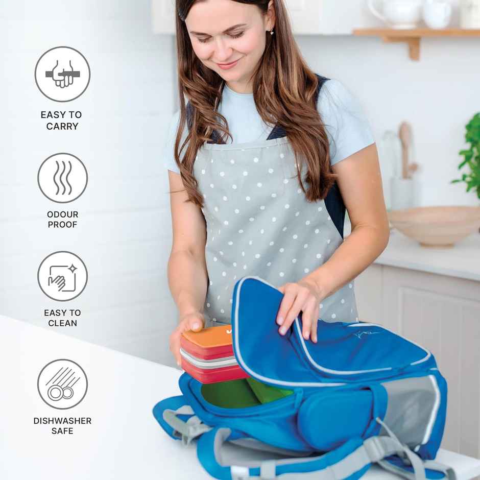 Milton Plastic New Mini Lunch Insulated Tiffin | Set Of 2 | | 280 ml Each With Bag | Orange