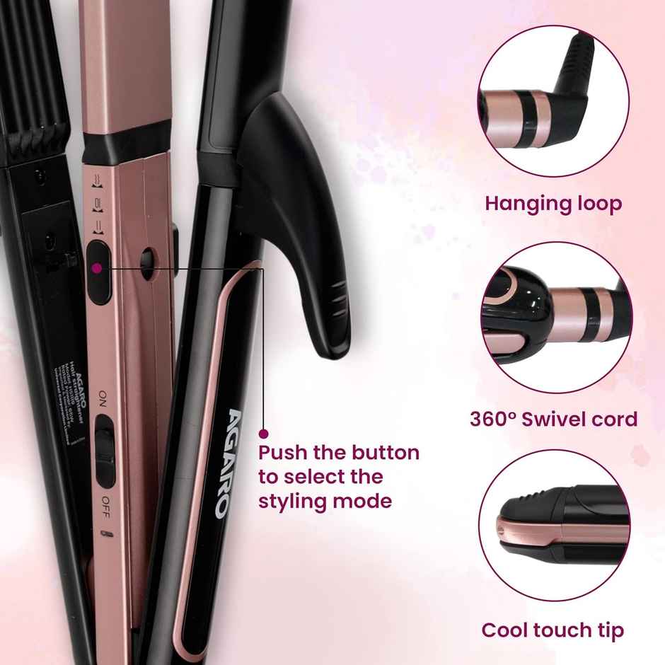 Agaro Hs1119 3-In1 Hair Styler - Black & Rose Gold