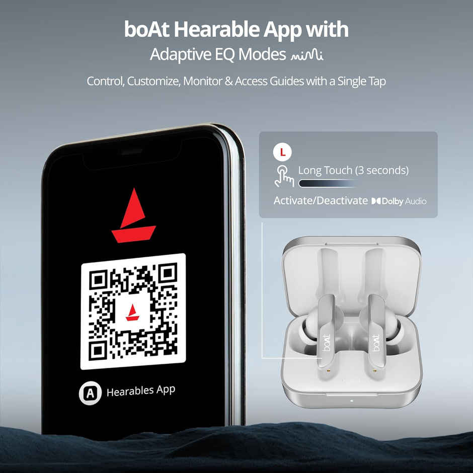 boAt Airdopes 800 TWS Earbuds, Dolby Audio, Adaptive EQ by Mimi, 4Mics AI ENx, App Support, Fast Charge, IPX5, v5.3 Bluetooth TWS in Ear Earbuds Wireless Earphones with mic - Interstellar White