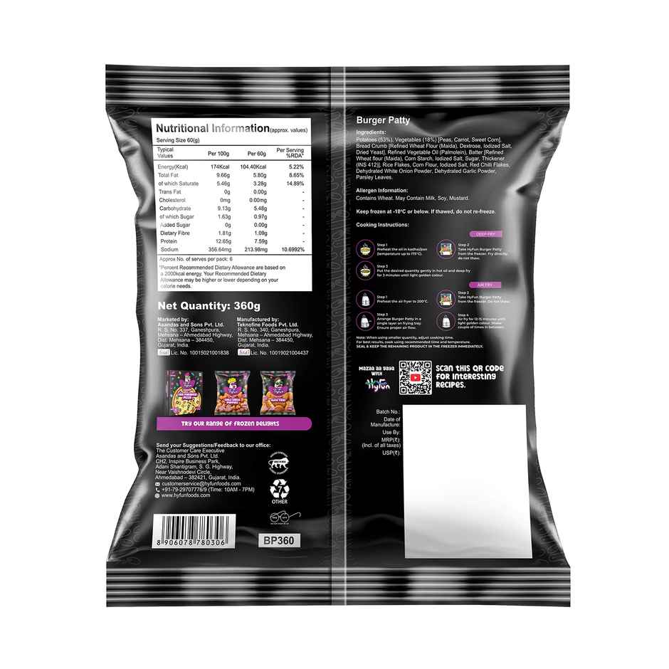 HyFun Veg Burger Patty, Quick & Easy | Frozen