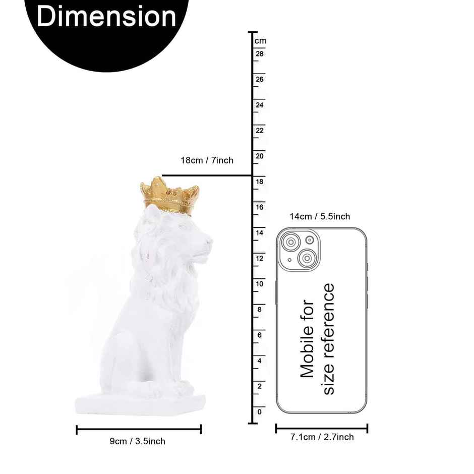 TIED RIBBONS Crown Lion King Showpiece | White - 3.5 in x 7 in