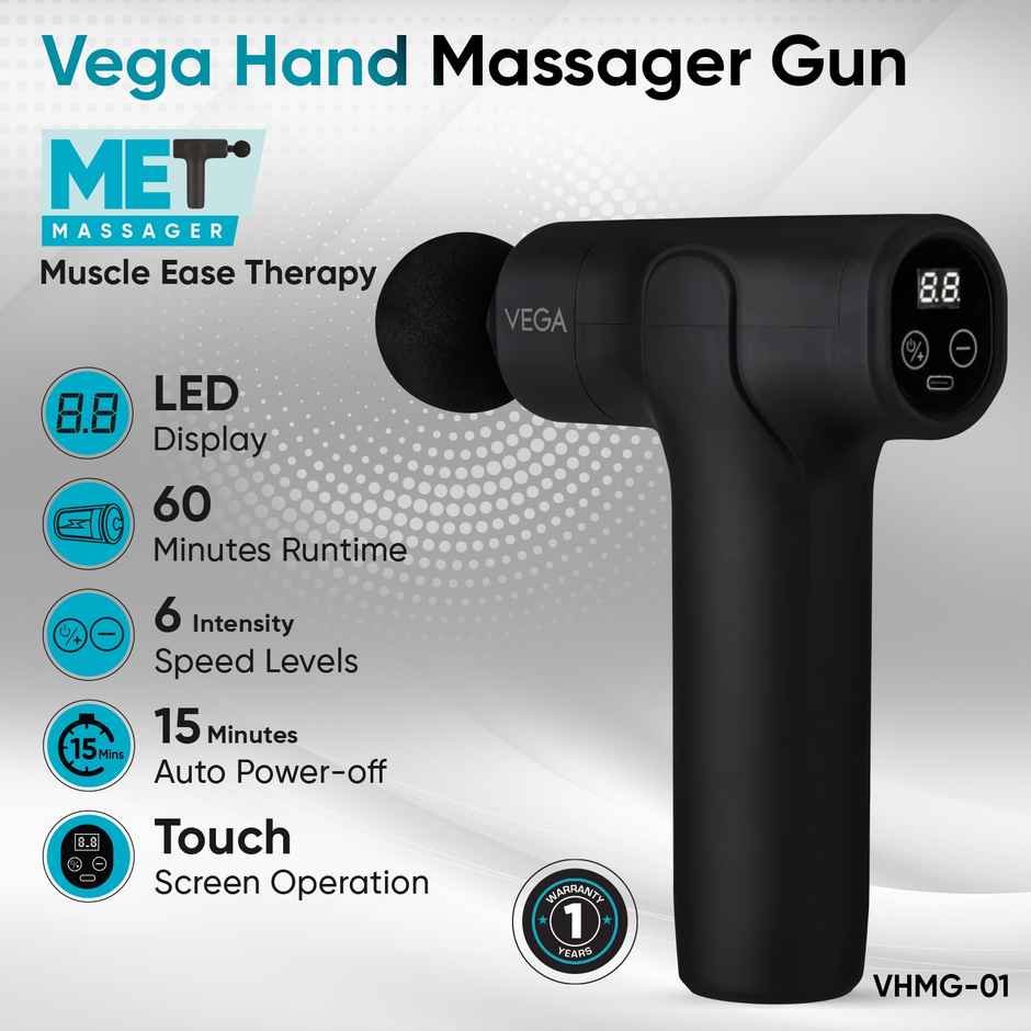 Vega Hand Massage Gun With Muscle Ease Therapy for Body Pain Relief With Touch Display - Vhmg-01