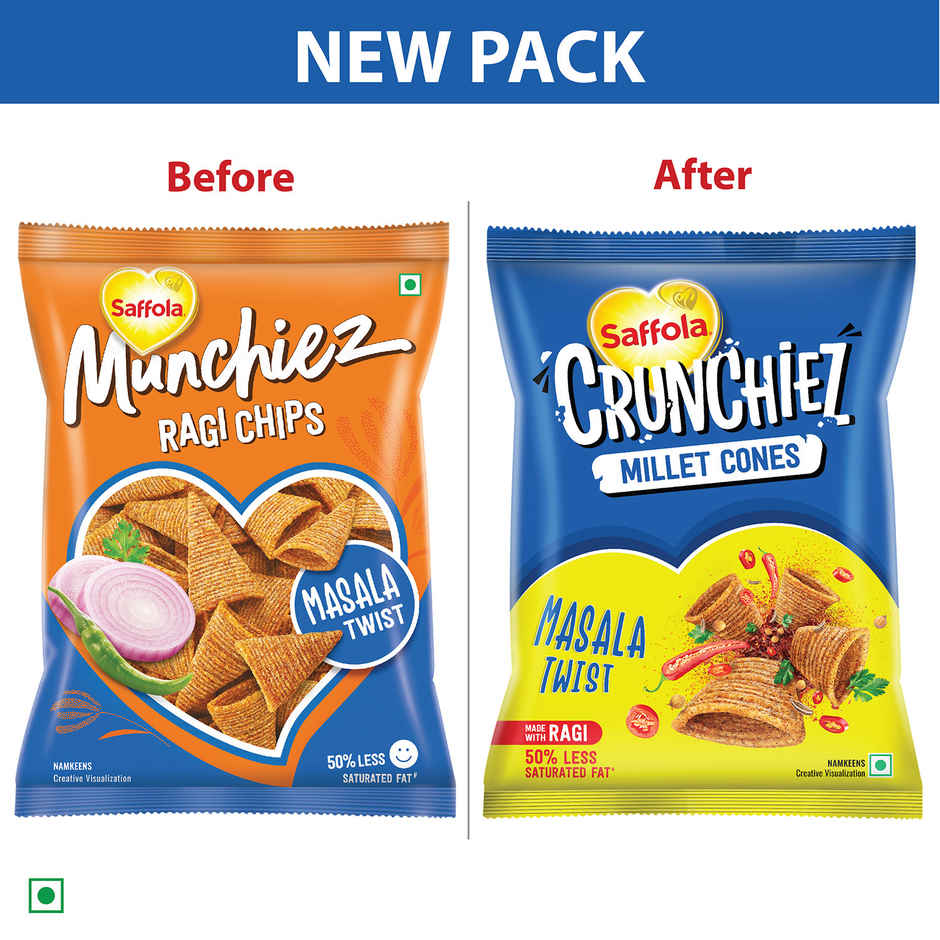 Saffola Crunchiez (Munchiez) Ragi Chips Masala Twist, Tasty and Healthy Snacks Chips