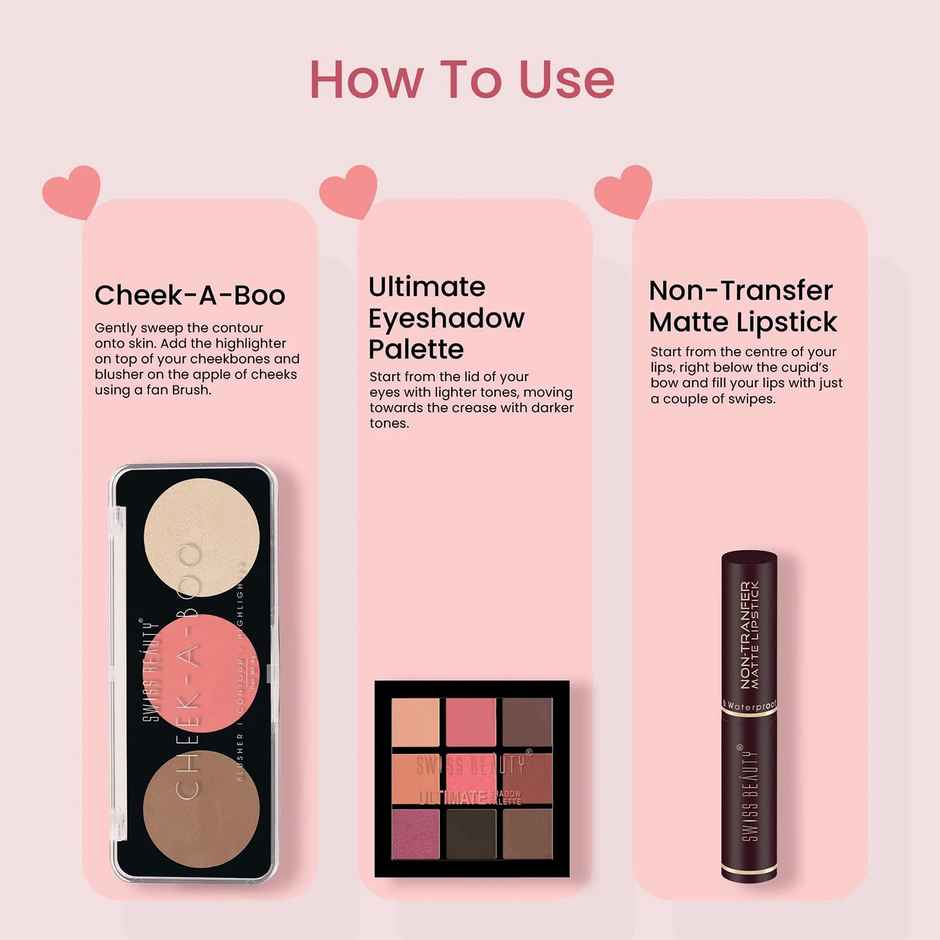 Swiss Beauty Everyday Ultimate Makeup Kit | Eyeshadow | Lipstick | Highlighter & Blusher & Pouch