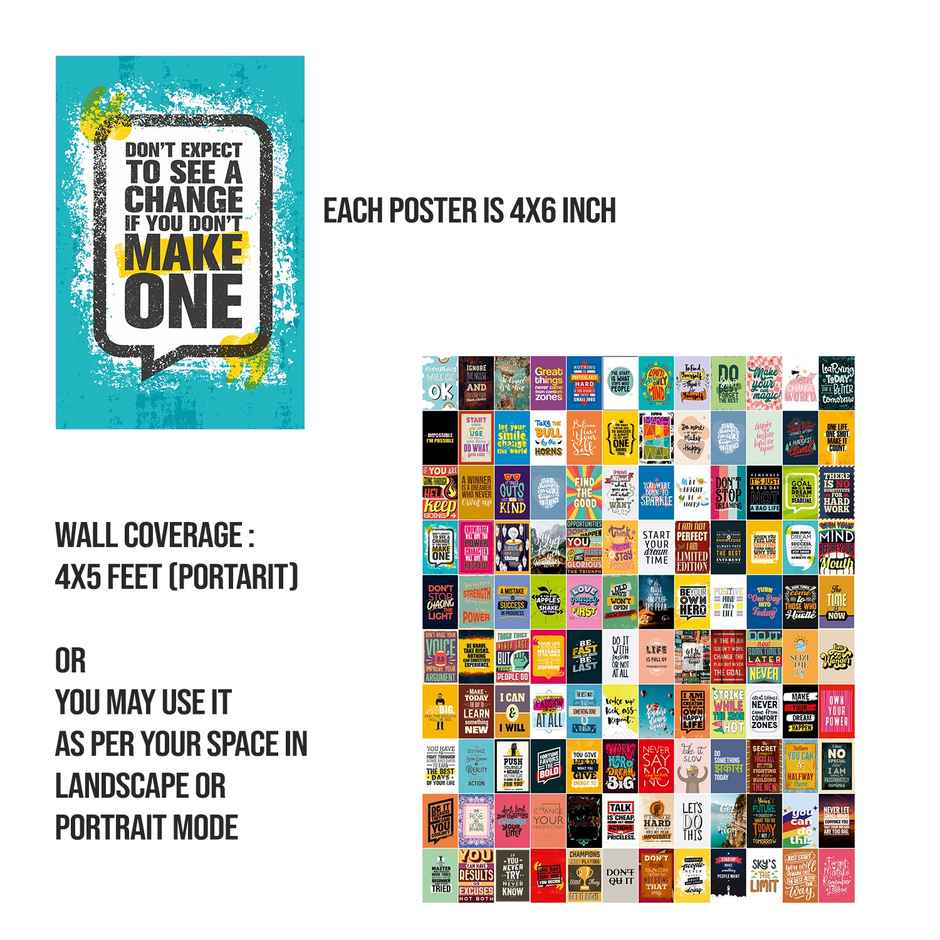 Paper Plane Design Motivational Wall Posters Collage | Set of 120 | (4 Inch x 6 Inch) D1