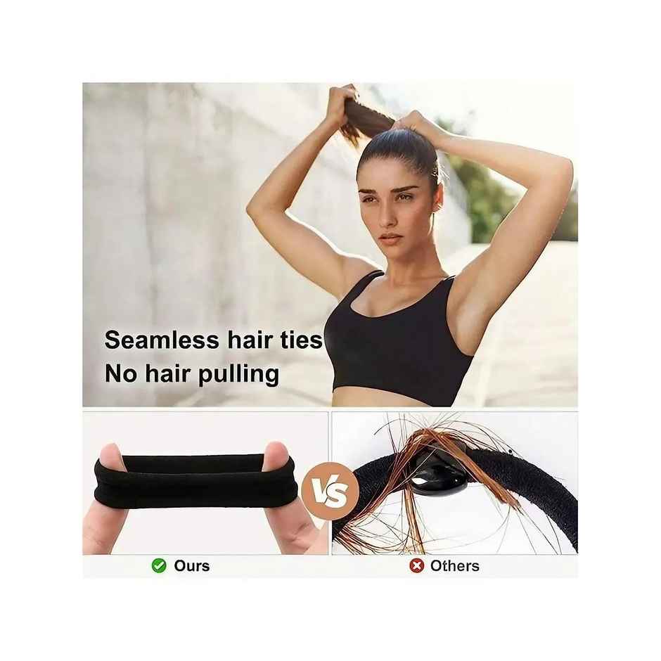 Bronson Professional Hair Rubber Bands Ponytail Holder With Storage Box (Pack Of 20 Black)