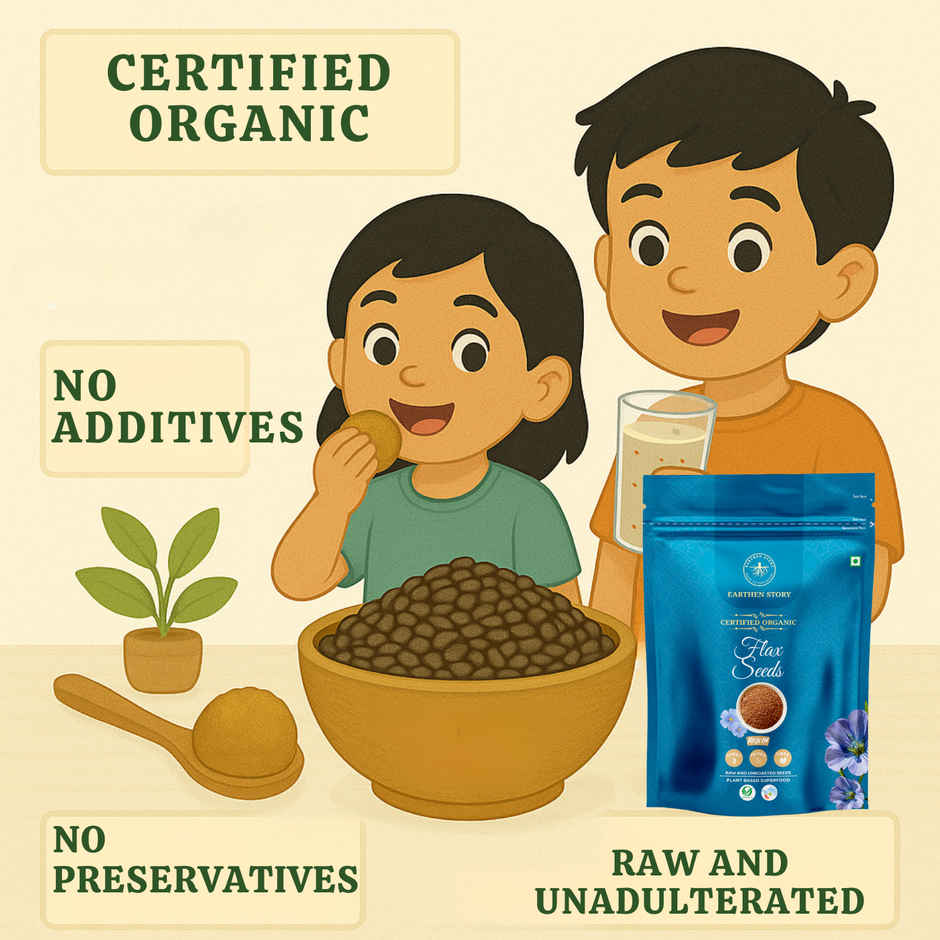 Earthen Story Organic Raw Chia Seeds (250g) & Earthen Story Organic Raw Flax Seeds (250g) Combo