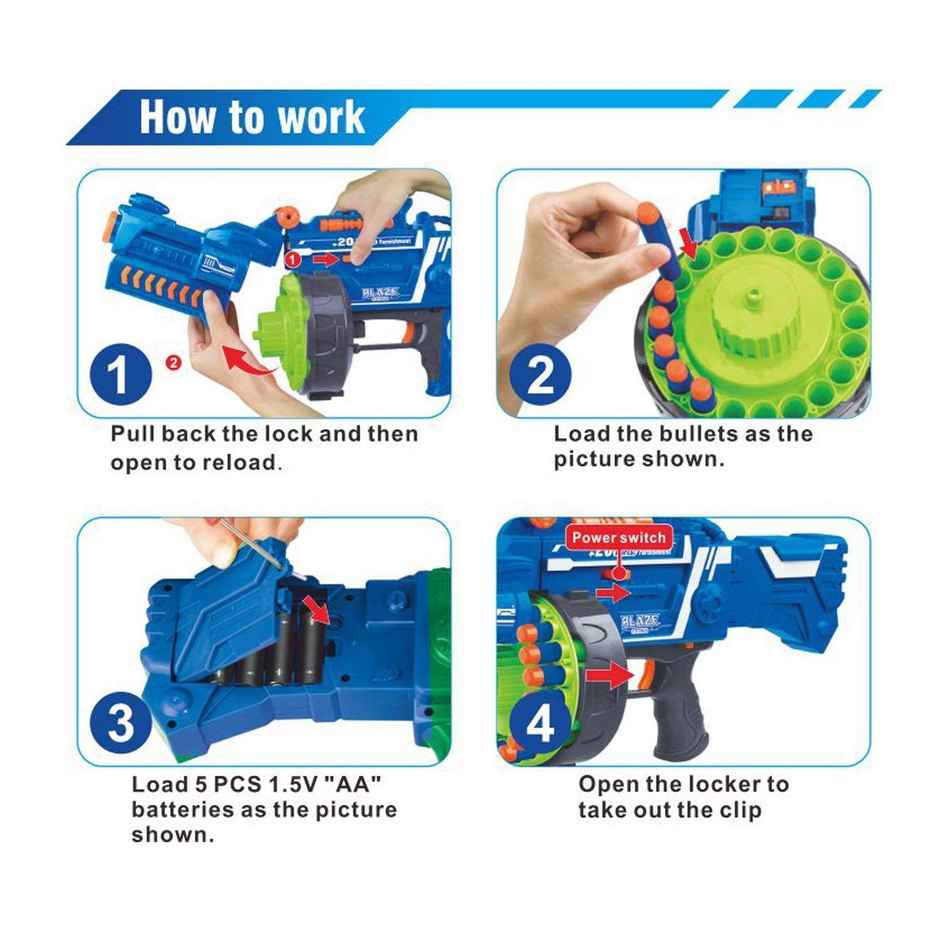 Toyshine Blaze Storm Soft Bullet Gun with 40 Darts Included, Blue