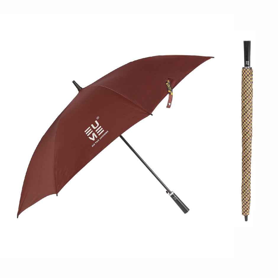 Eume Supreme 29 Inch Straight Auto Open Large Big Size Umbrella For Rain & Sun Uv Protection-Brown