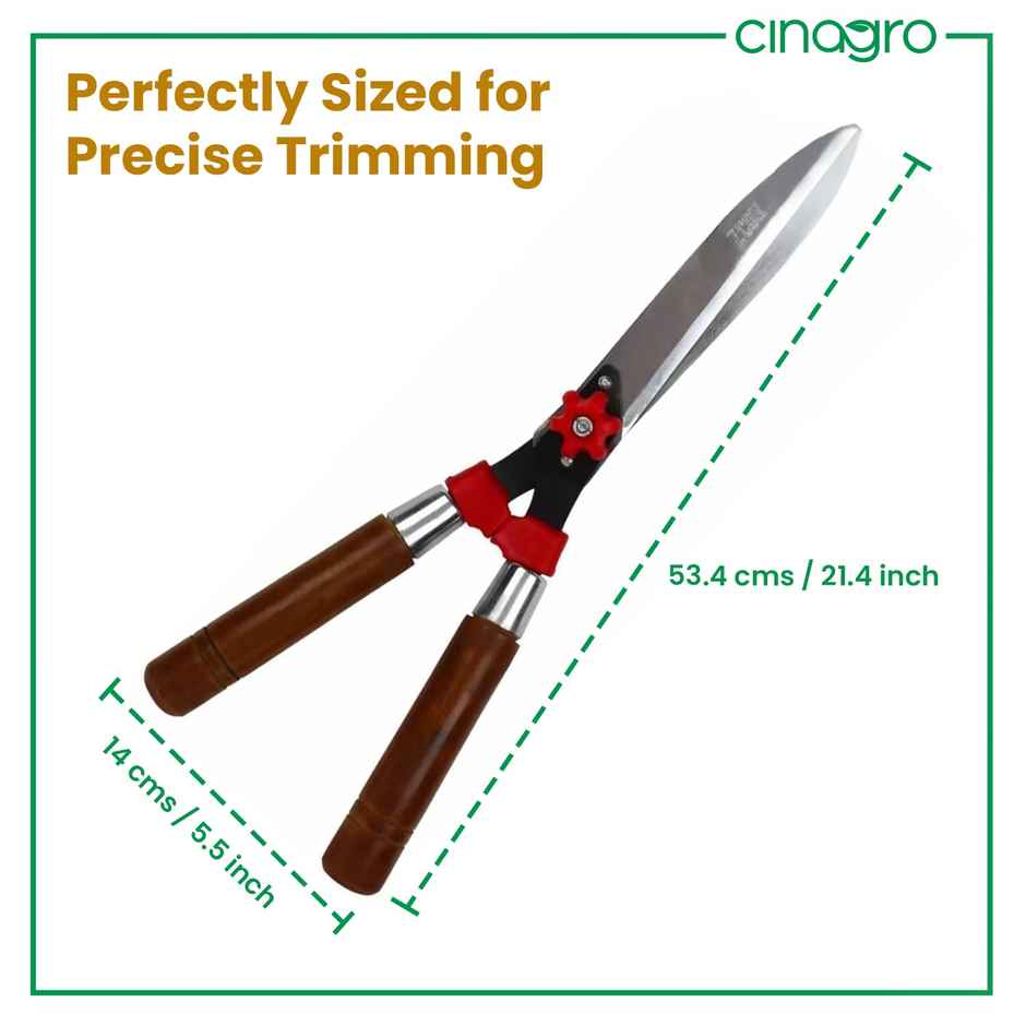 Cinagro Hedge Shears - Garden Scissors | Metal Blade, Wooden Handle