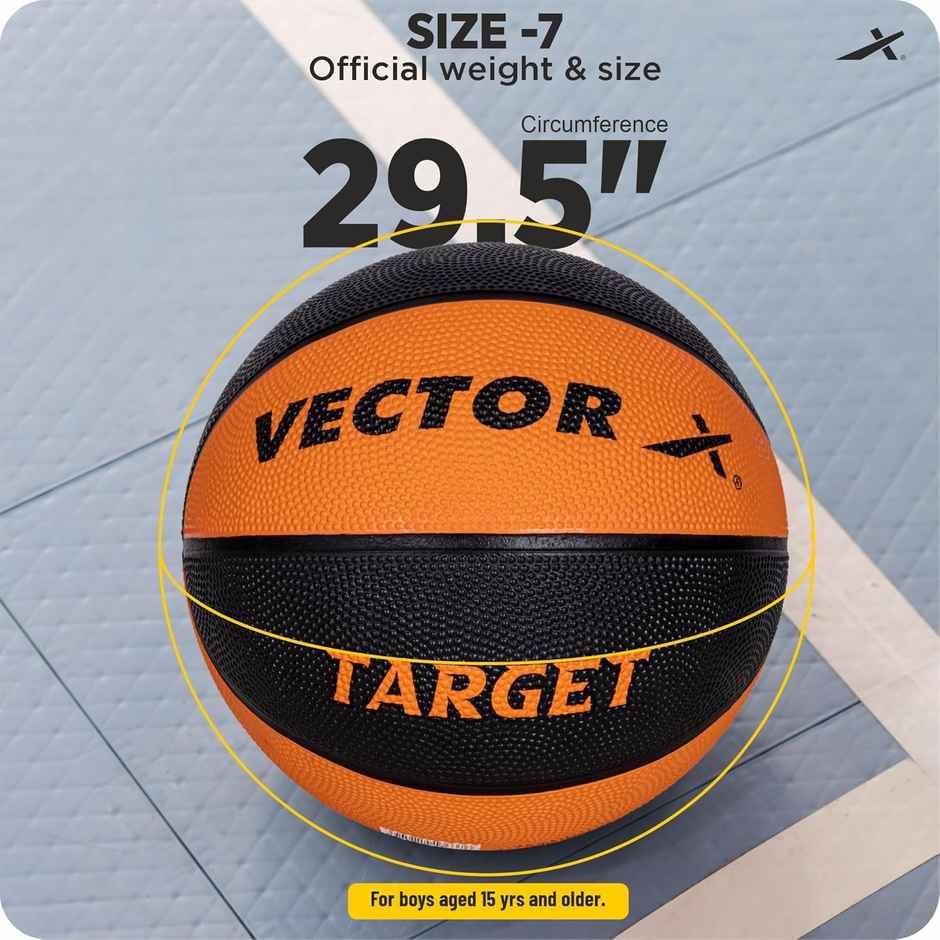 Vector X Target 8 Panel Rubberized Moulded Basketball | Size - 7