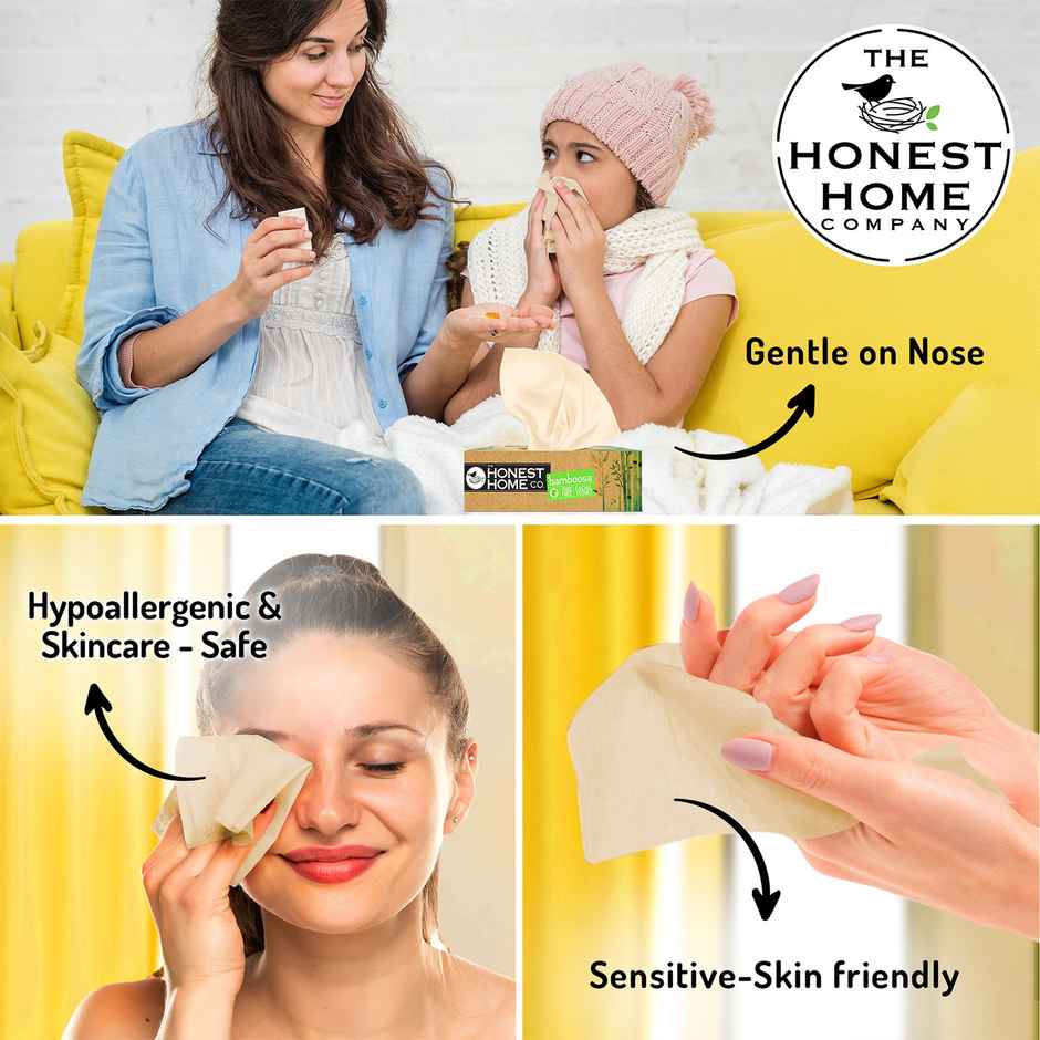 The Honest Home Company Bamboosa 2 Ply Facial Tissue | 100 Pulls | Brown