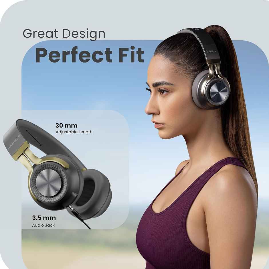 Hammer Bash 2.0 Over-Ear Wireless Bluetooth Headphones With Mic | Bluetooth 5.0 | Ash Grey