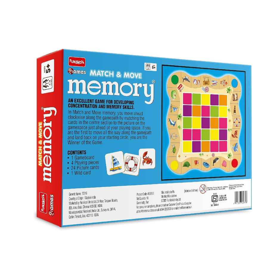 Funskool Games Memory Match & Move | Game Board, Wild Card, Playing Piece, 24 Picture Card | 5+ year