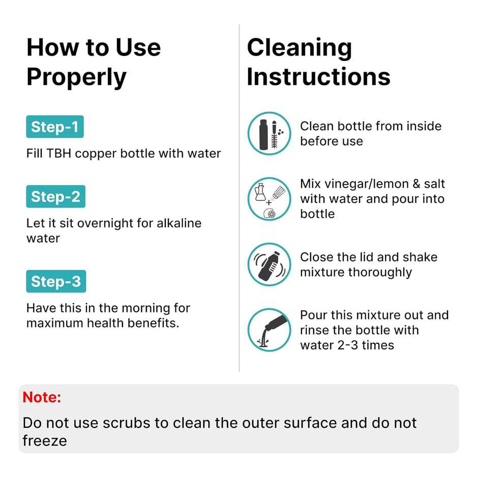 The Better Home Copper Water Bottle with Anti Oxidant Properties | Teal