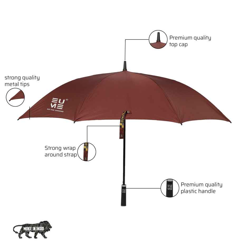Eume Supreme 29 Inch Straight Auto Open Large Big Size Umbrella For Rain & Sun Uv Protection-Brown