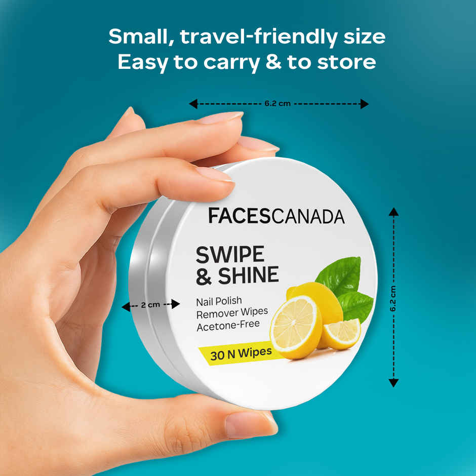 Faces Canada Swipe & Shine Nail Polish Remover Wipes | Quick & Effortless | Lemon