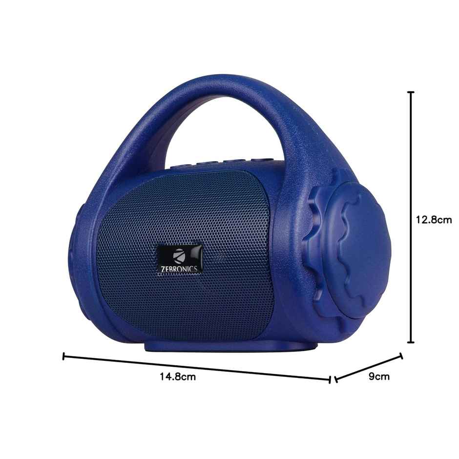 Zebronics County 3W BT Speaker With Carry Handle, USB, SD Card, FM & Call Function - Blue