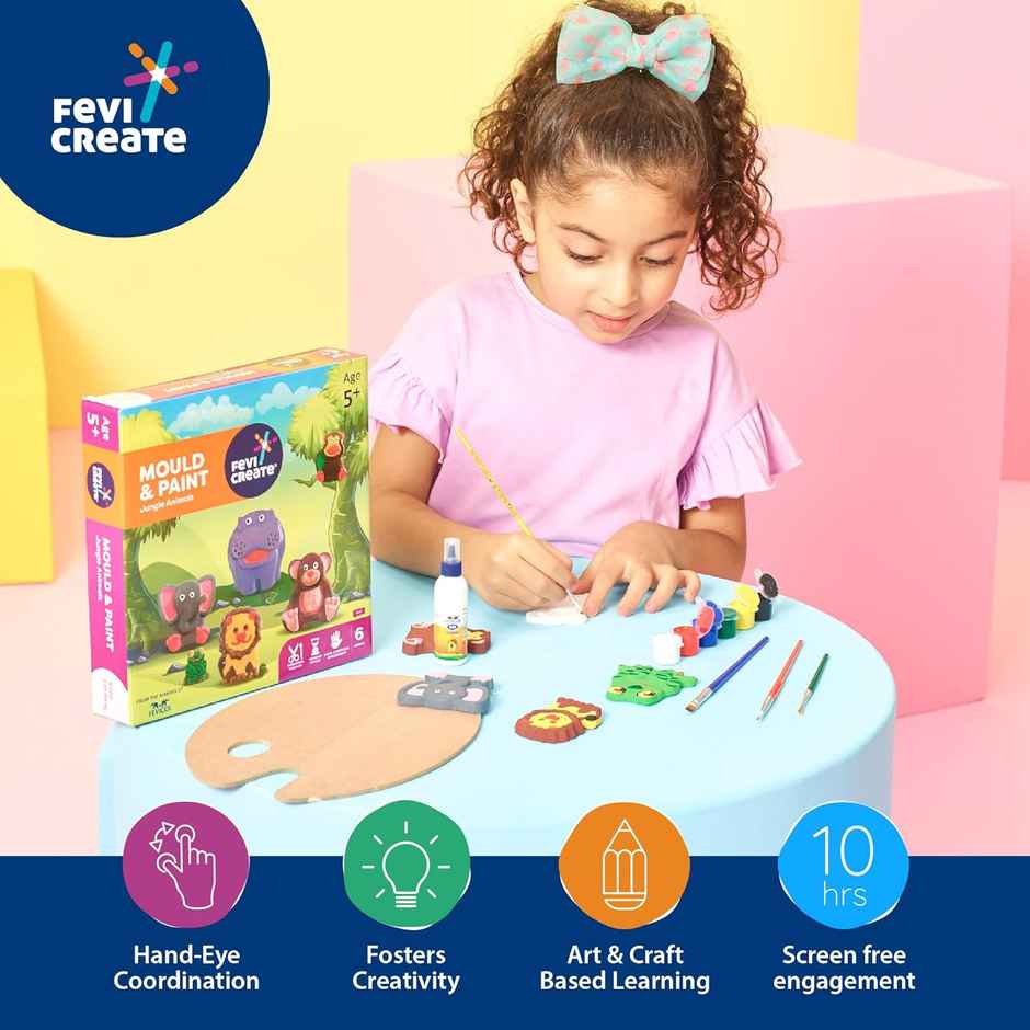 Fevicreate DIY Mould and Paint Jungle Friends Craft kit | Kids DIY Craft 5 Years