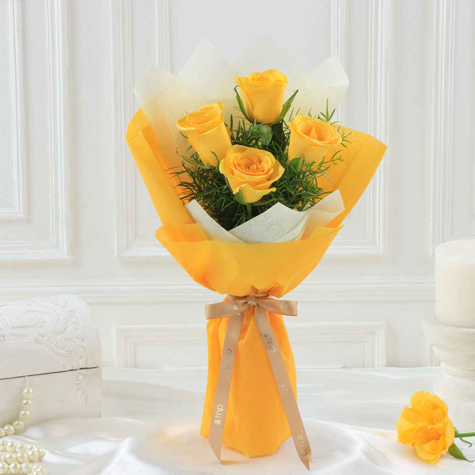 FNP 4 Yellow Rose bouquet
