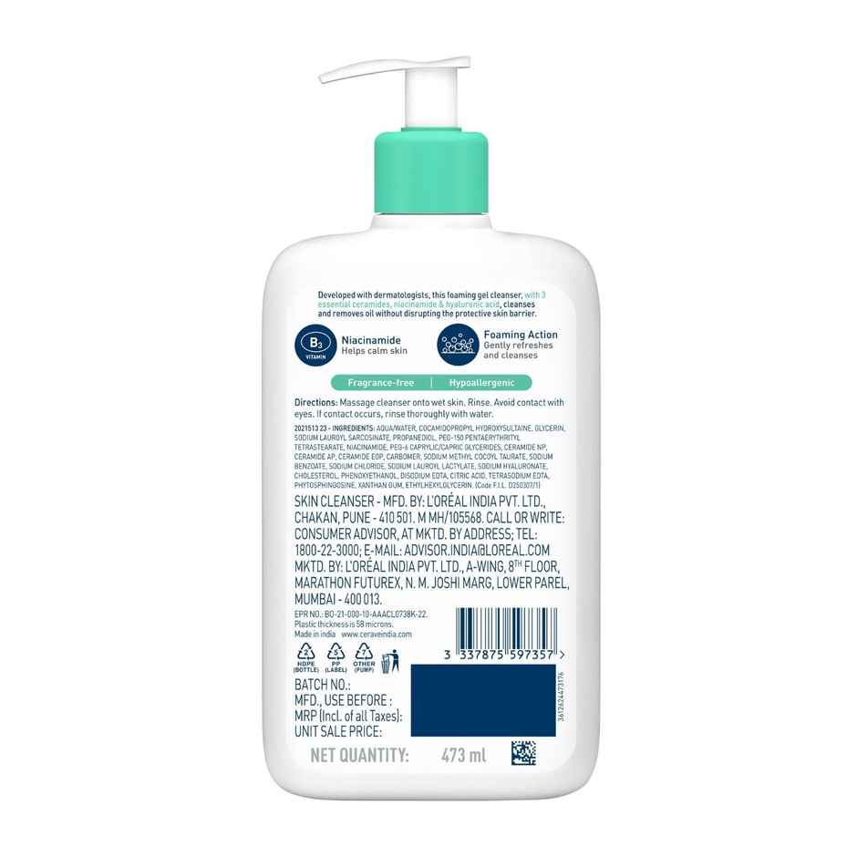 CeraVe Foaming Cleanser Face Wash For Oily Skin With Ceramides, Dermatologist Recommended