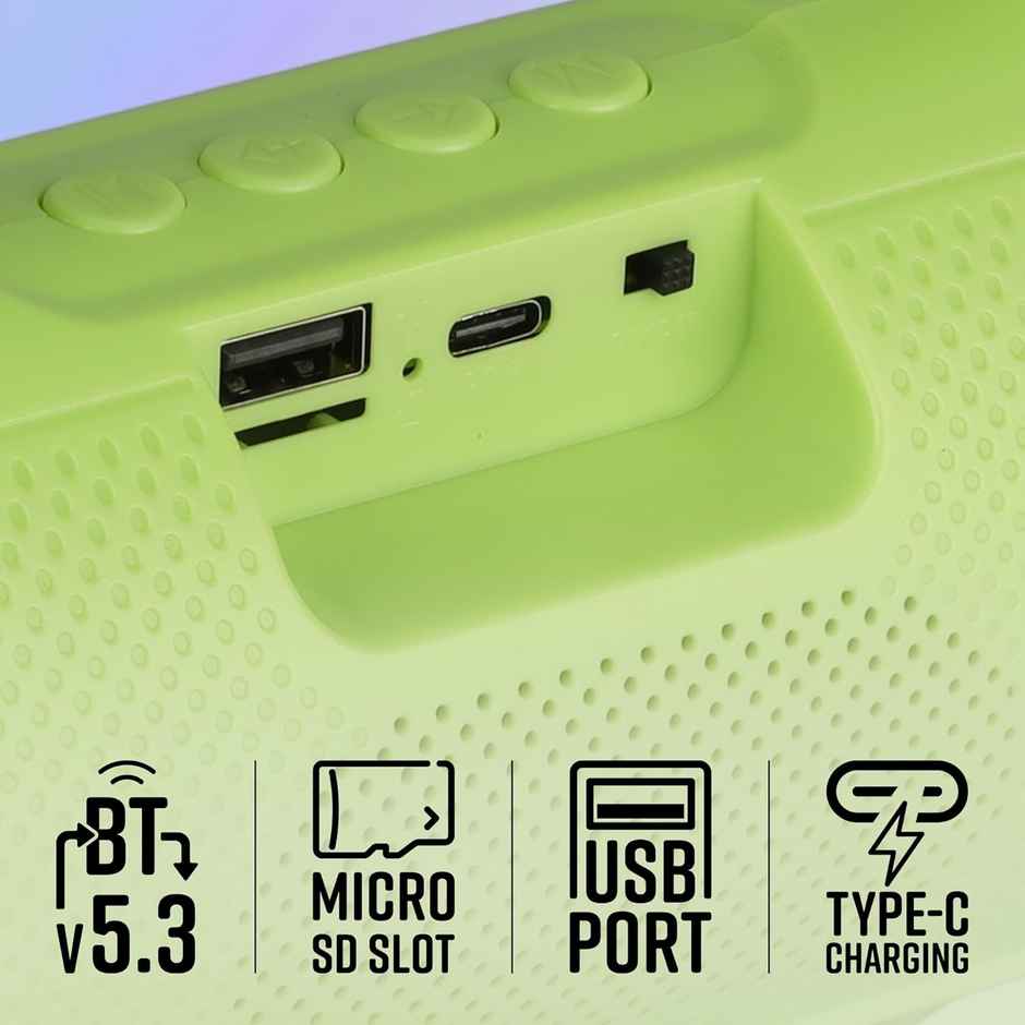 Zebronics Sound Feast 40 BT Speaker | 8W | Upto 16h Playback | Deep Bass | Call Function | Green