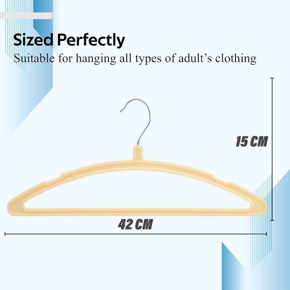 Kuber Industries Plastic (Set of 12) Saree Hanger for Wardrob | Shirt | Clothes | Dress (Cream)